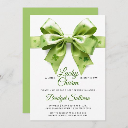 Invitation Arc de charme Lucky St. Patrick's Day baby shower (Devant / Derrière)