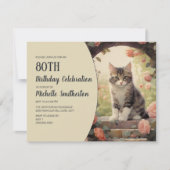 Invitation Arc de chaton gris blanc 80e anniversaire (Devant)