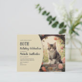 Invitation Arc de chaton gris blanc 80e anniversaire (Debout devant)