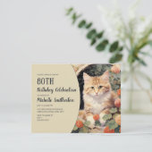 Invitation Arc de chaton jaune blanc 80e anniversaire (Debout devant)