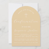 Invitation Arc de confirmation Beige Simple Croix Script Mode (Devant)