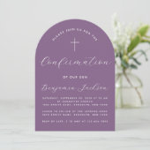 Invitation Arc de confirmation Dusty Purple Script moderne Cr (Debout devant)