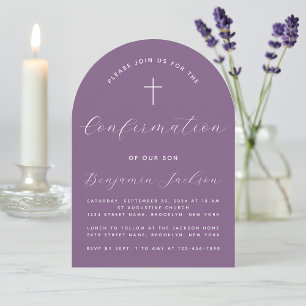 Invitation Arc de confirmation Dusty Purple Script moderne Cr