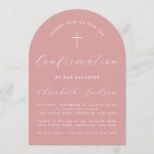 Invitation Arc de confirmation Dusty Rose rose Fille Script (Devant)