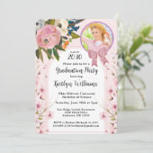 Invitation Arc de décoration florale avec ruban rose aquarell (Debout devant)