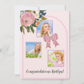 Invitation Arc de décoration florale avec ruban rose aquarell (Dos)