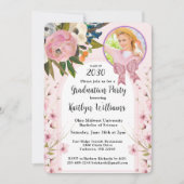 Invitation Arc de décoration florale avec ruban rose aquarell (Devant)