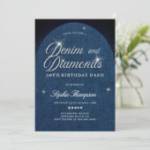 Invitation Arc de diamants de Denim Script 30e fête d'anniver (Debout devant)
