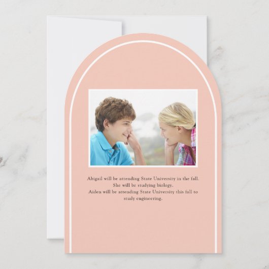 Invitation Arc de double diplôme 2 diplômés (Dos)