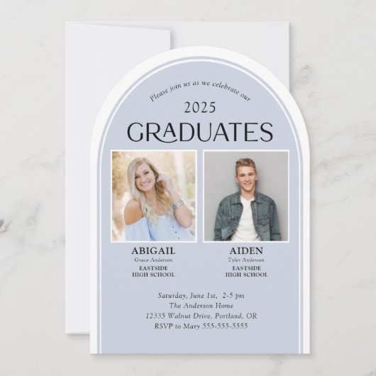 Invitation Arc de double diplôme 2 diplômés (Devant)