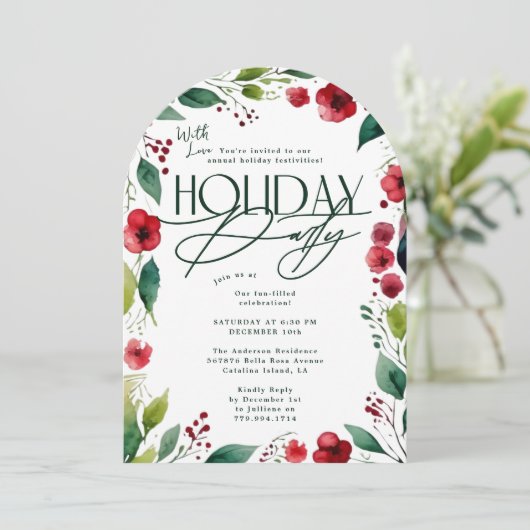 Invitation Arc de fête de Noël botanique moderne (Debout devant)