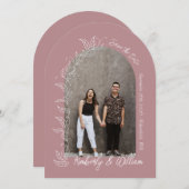 Invitation Arc de Feuilles botaniques Dusty Rose Enregistrer  (Devant / Derrière)