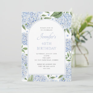 Invitation Arc de Fleur d'Hydrange Bleu Anniversaire