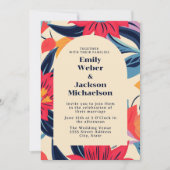 Invitation Arc de Fleur Rouge Bleu Gras Mariage (Devant)