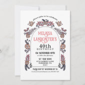 Invitation Arc de fleurs de Jardin rose 40e anniversaire (Devant)