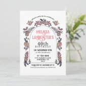 Invitation Arc de fleurs de Jardin rose 40e anniversaire (Debout devant)