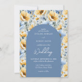 Invitation Arc de fleurs sauvages bleu et jaune du Boho délic (Devant)