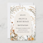 Invitation Arc de fleurs sauvages jaunes élégantes de Pâques (Devant)