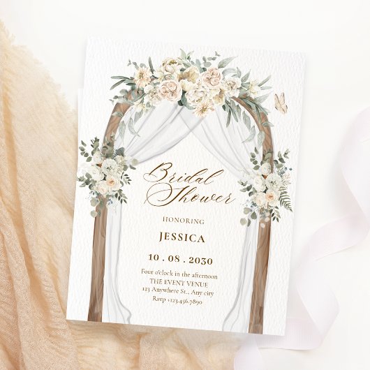 Invitation Arc de jardin fleuri douche nuptiale