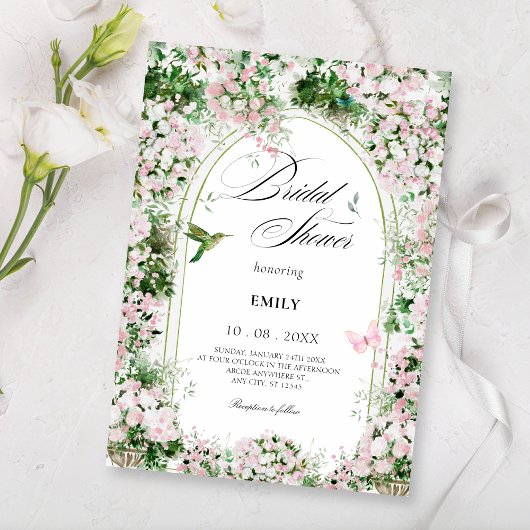 Invitation Arc de jardin fleuri peinture douche nuptiale