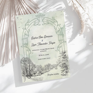 Invitation Arc de jardin vert sauge Élégant mariage à la camp