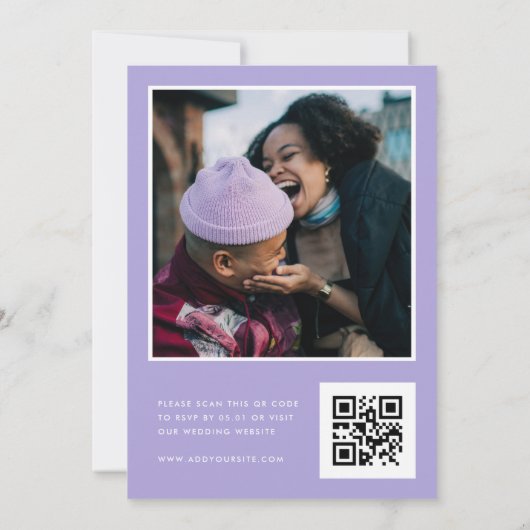 Invitation Arc de lilas, code QR botanique boho moderne (Dos)