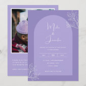 Invitation Arc de lilas, code QR botanique boho moderne (Devant / Derrière)