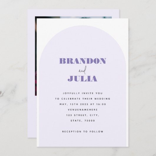 Invitation Arc de lilas moderne Minimal QR Code Tout en un Bo (Devant / Derrière)