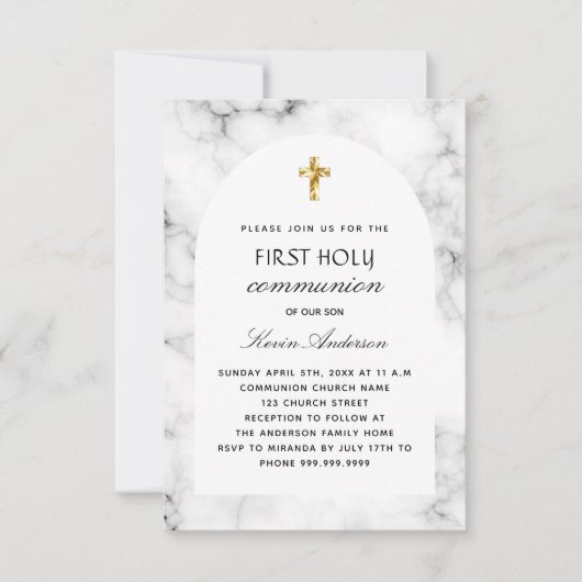 Invitation Arc de marbre première communion sainte (Devant)