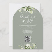 Invitation Arc de mariage à code QR floral vert sauge (Dos)