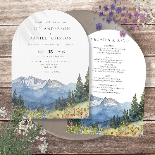 Invitation Arc de mariage à l'aquarelle moderne avec fleurs s