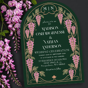 Invitation Arc de mariage Art Nouveau Rose Gold Wisteria Rose