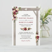 Invitation Arc de mariage bohème floral rustique bordeaux (Debout devant)