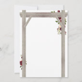 Invitation Arc de mariage bohème floral rustique bordeaux (Dos)