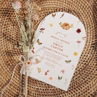 Invitation Arc de mariage champêtre d'automne avec citrouille