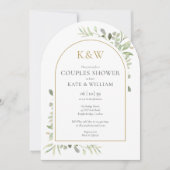 Invitation Arc de mariage couple avec monogramme doré et verd (Devant)