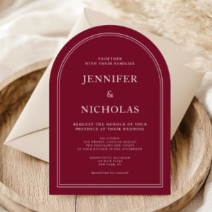 Invitation Arc de mariage élégant classique formel bordeaux