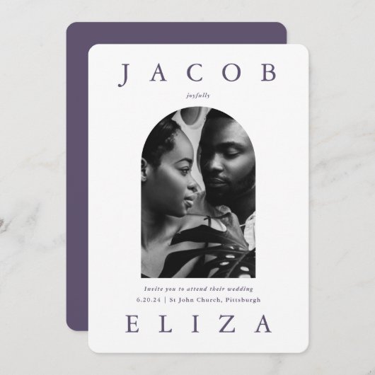 Invitation Arc de mariage élégant Code RSVP Deux Photo (Devant / Derrière)