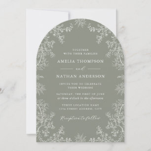 Invitation Arc de mariage élégant floral sauge
