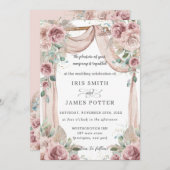 Invitation Arc de Mariage en laiton Rustique Dusty Rose Flora (Devant / Derrière)