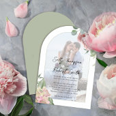 Invitation Arc de Mariage floral de photo rose pâle