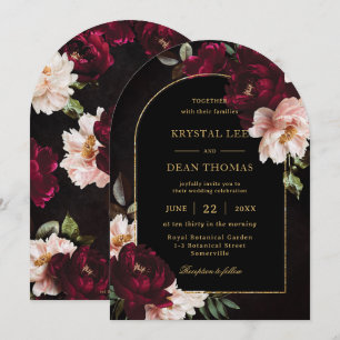 Invitation Arc de mariage floral rose poudré Bourgogne lunati