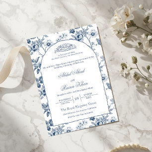 Invitation Arc de mariage islamique musulman floral bleu et b