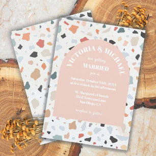 Invitation Arc de mariage moderne en terrazzo rétro