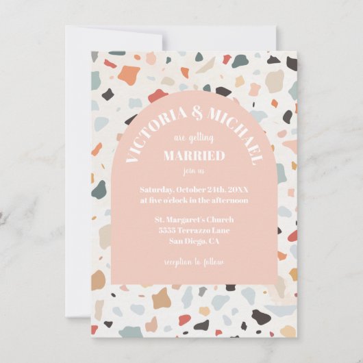 Invitation Arc de mariage moderne en terrazzo rétro (Devant)