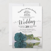 Invitation Arc de Mariage romantique Rose Turquoise en miroir (Devant)