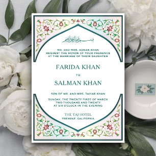 Invitation Arc de mosaïque bleu persan élégant pour mariage m