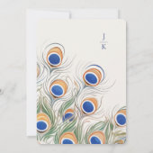 Invitation Arc de paon coloré | Mariage de monogramme (Dos)