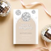 Invitation Arc de Parties scintillant Disco Argent Retro Hen