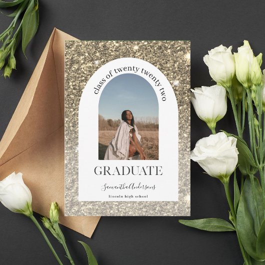 Invitation Arc de Parties scintillant d'or moderne photo Dipl